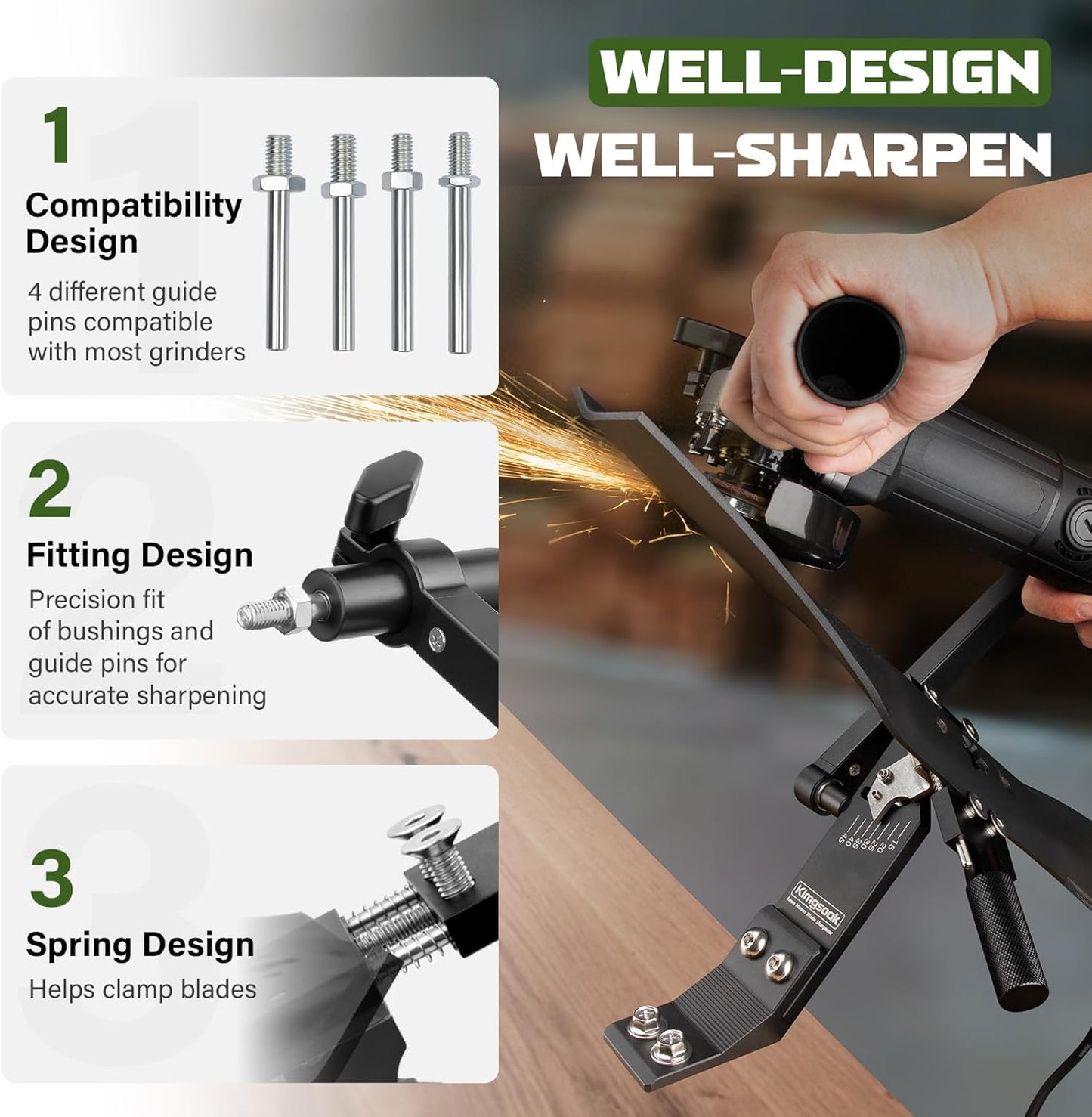 Lawn Mower Blade Sharpener, Lawnmower Blade Sharpening Tool with Blade Balancer, Blade Sharpner Kit