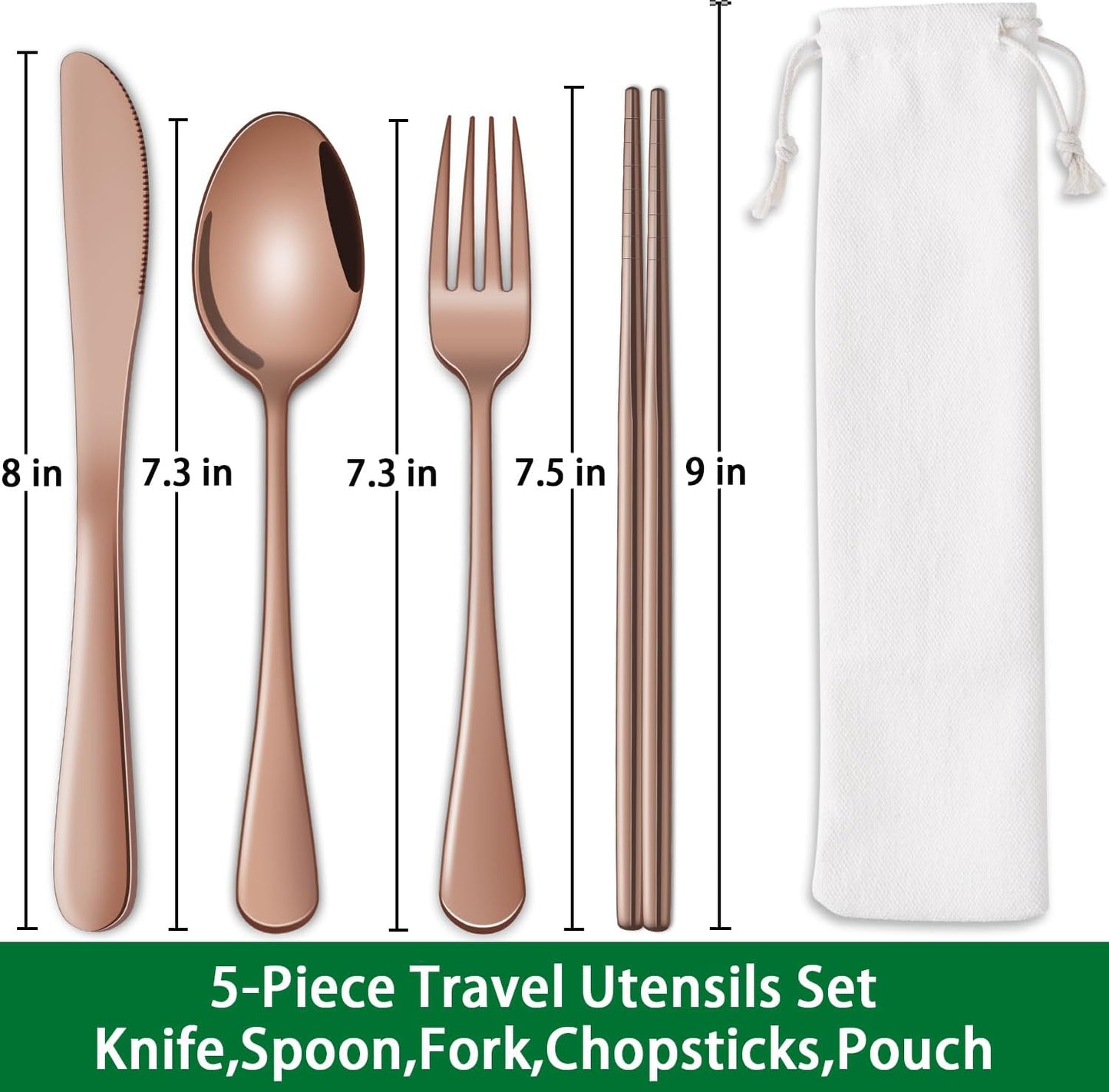 Rainbow Working Lunch Silveware Set,Reusable Travel Utensils Set With Case Includes Stainless Steel Chopsticks Knife Spoon And Fork,Camping Picnic Essentials