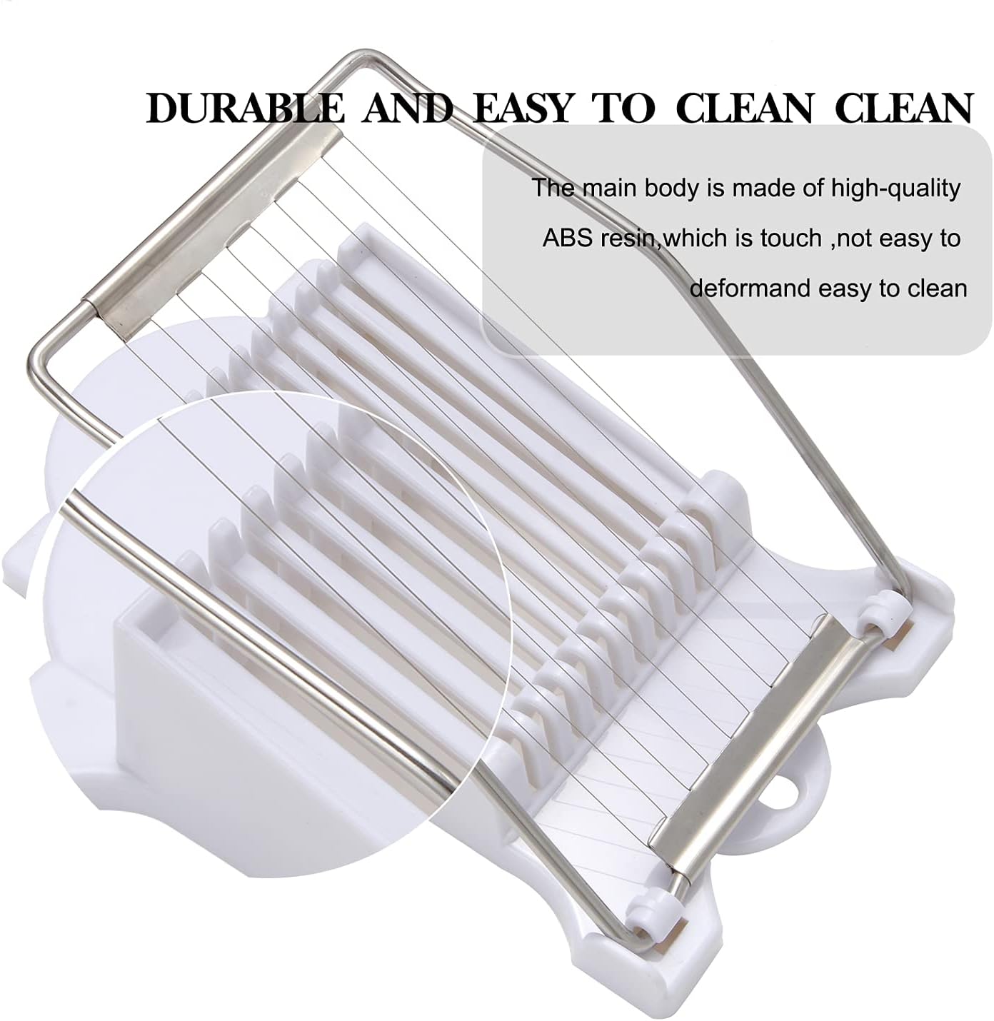 Slicer,Multipurpose Luncheon Meat Slicer,Stainless Steel Wire Egg Slicer,Cuts 10 Slices For fruit,Onions,Soft Food and Ham (White)