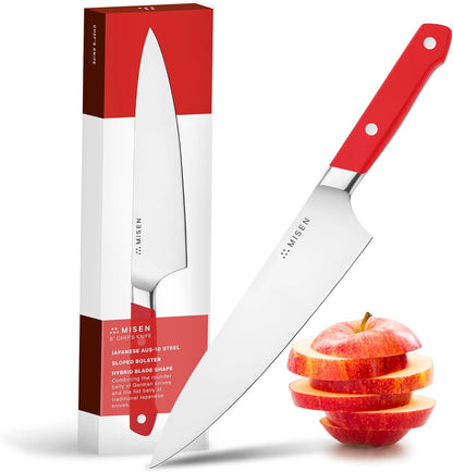 Misen 8" Chef Knife – High Carbon Japanese AUS-10 Stainless Steel – Hybrid German & Japanese Blade – Precision Kitchen Knife for Professionals & Home Cooks – Ultimate Cutting Performance - Green