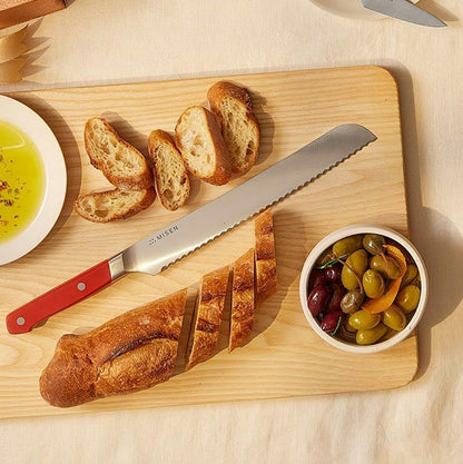 Misen Serrated Bread Knife - High-Carbon Japanese AUS8 Steel - Perfect for Soft Foods, Bread, Pastries, and Fruits - Verstatile Slicer, Razor-Sharp Edge, Durable Blade, Ergonomic Handle - 5", Blue