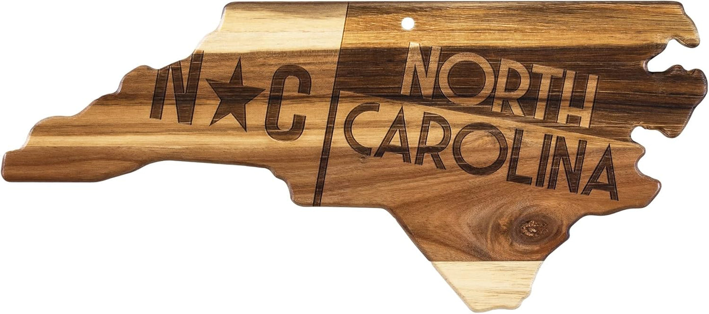Totally Bamboo Rock & Branch Origins Series New York State Shaped Cutting Board and Charcuterie Serving Tray, Includes Hang Tie for Wall Display