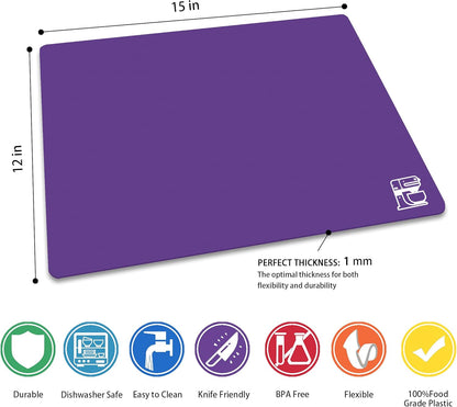 ZVP Flexible Plastic Cutting Board Set of 5 Gradient Color, Colorful Chopping Boards, BPA Free Mats, Non-Slip, Dishwasher Safe, 15x12 Inch, Gray Neutral Colors