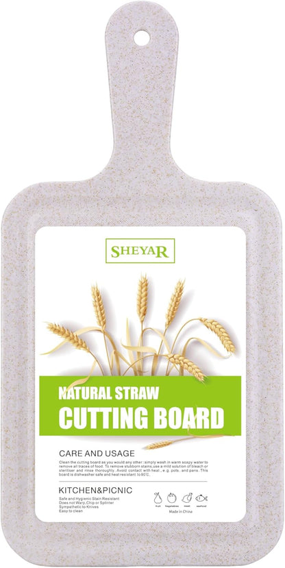 Cutting Board for Kitchen, Wheat Straw Fiber Cutting Board, Dish Washer Safe, w/Juice Grooves for Meat, Veggies, Easy Grip Handle, Non-slip Surface Eco-friendly Serveware Accessories （10‘x6.3’）
