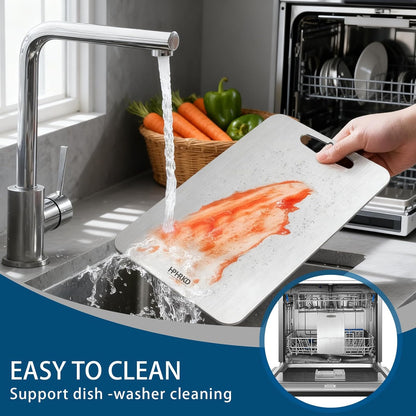 3Pcs Titanium Cutting Boards For Kitchen, 100% Pure Titanium Chopping Board, Food Grade Quality, Double-sided non-toxic, Easy To Clean, Dishwasher Safe And Will Not Absorb Odors (S+M+L)
