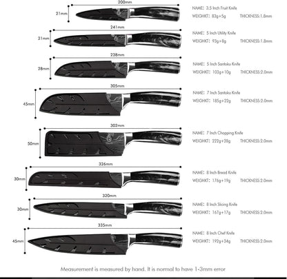 FULLHI Knife Set, 14pcs Japanese Knives Set, Premium German Stainless Steel chef Knife Set