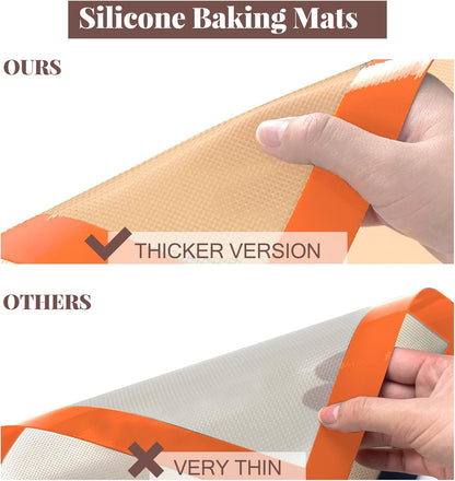 Silicone Baking Mat, 3 Pack Reusable Baking Sheet, Non-Stick ＆ Food Safe Silicone Mats for Baking for Making Cookies Macaroons Bread, Baking Supplies ＆ Accessories