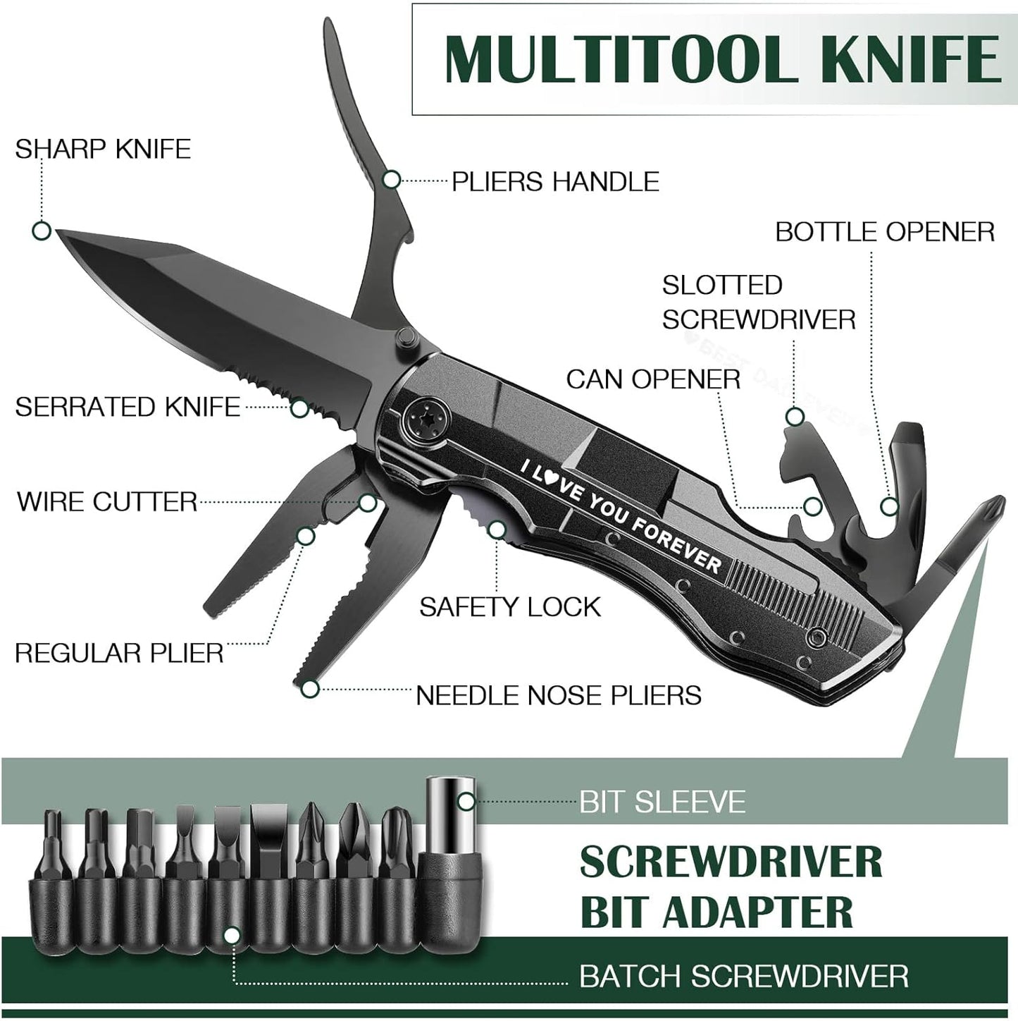 Gifts for Men Him Dad Boyfriend,Multitool Pocket Knife for Men,Anniversary Christmas Gifts for Birthday,Hiking Camping Knife with Screwdrivers Pliers Bottle Opener