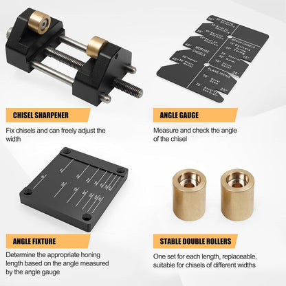 Honing Guide System Chisel Sharpening Kit for Woodworking Chisels and Planes, Chisel Sharpening Jig with Adjustable Angle Fixture and Angle Gauge, Red