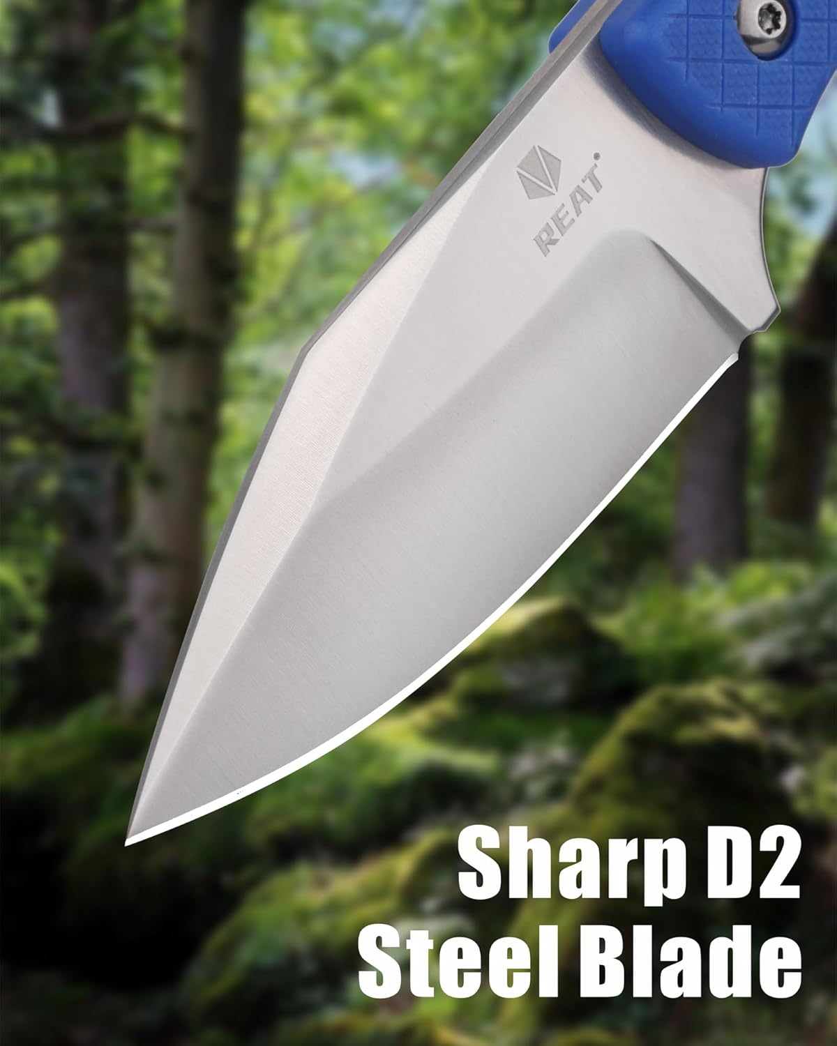 REAT Fixed Blade Knife with Kydex Sheath, 3.75" D2 Steel Blade,Ergonomic G10 Handle, Sharp EDC Knife, Small Tool for Camping Survival Tactical Hiking,Gifts for Men,Women