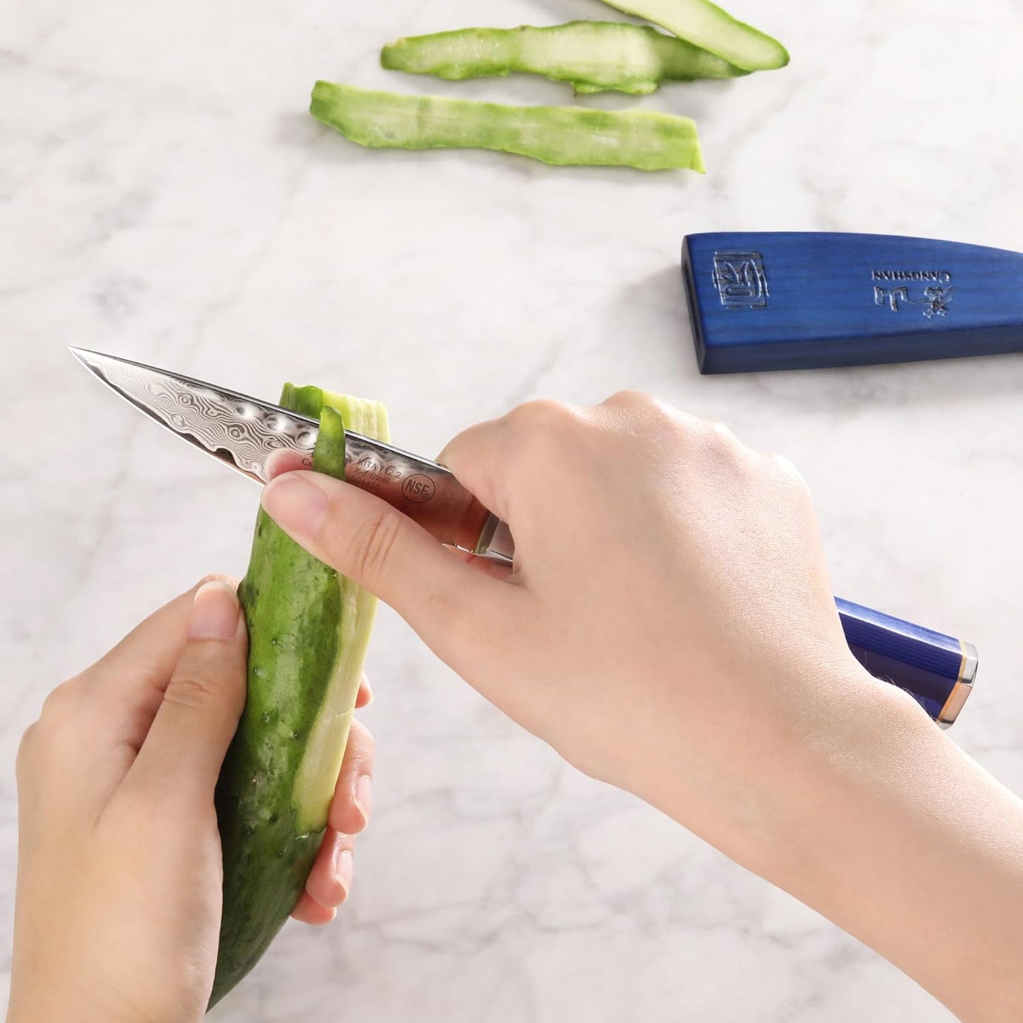 Cangshan KITA Series 3.5-Inch Paring Knife with Sheath, High Carbon X-7 Damascus Steel, 501455