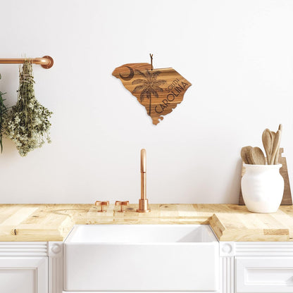 Totally Bamboo Rock & Branch Origins Series New York State Shaped Cutting Board and Charcuterie Serving Tray, Includes Hang Tie for Wall Display