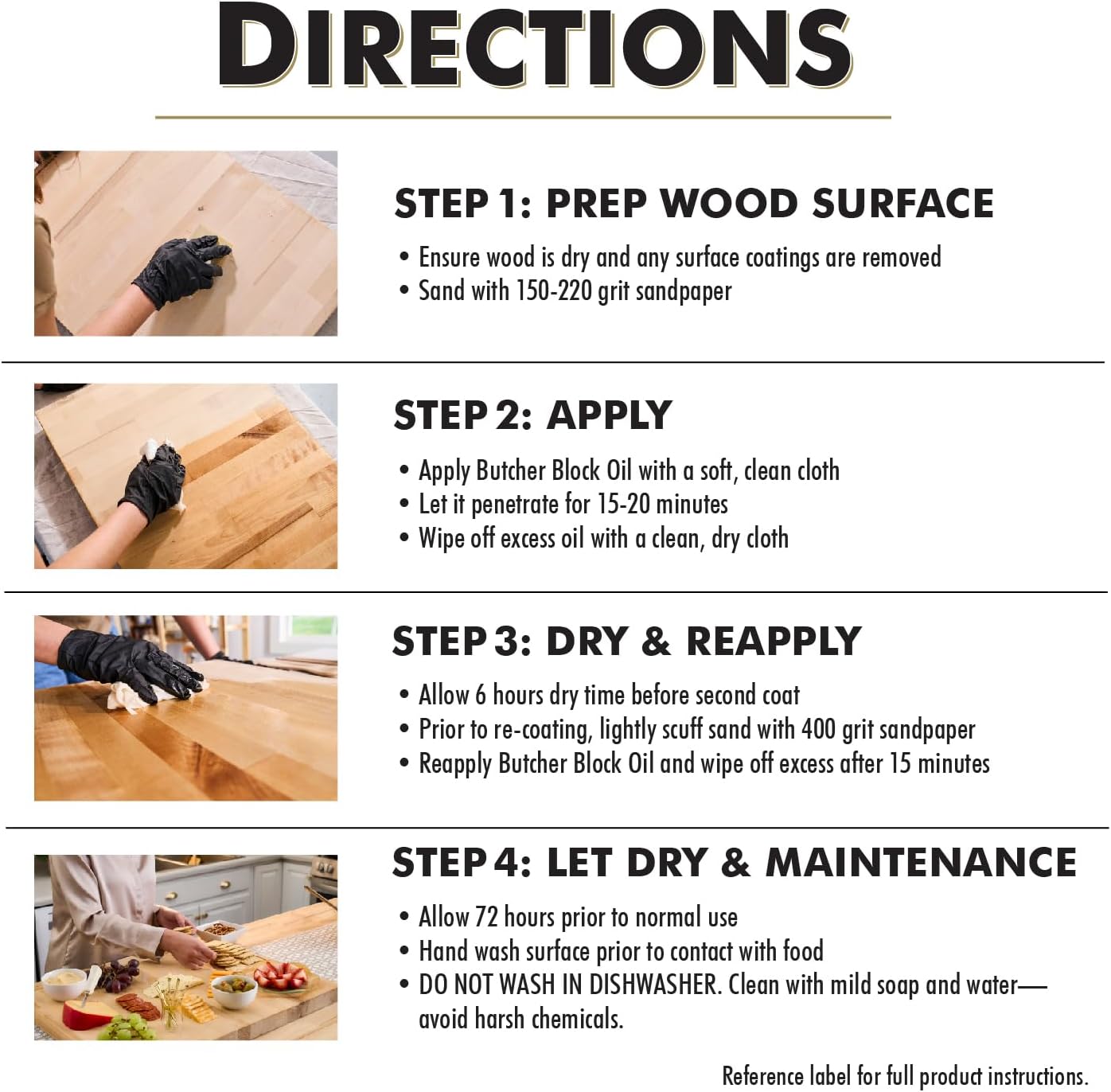 Watco Butcher Block Oil & Finish | Safe For Food Contact | Easy Wipe‑On Application | Oil Sheen Enhances and Protects | Clear | Pint