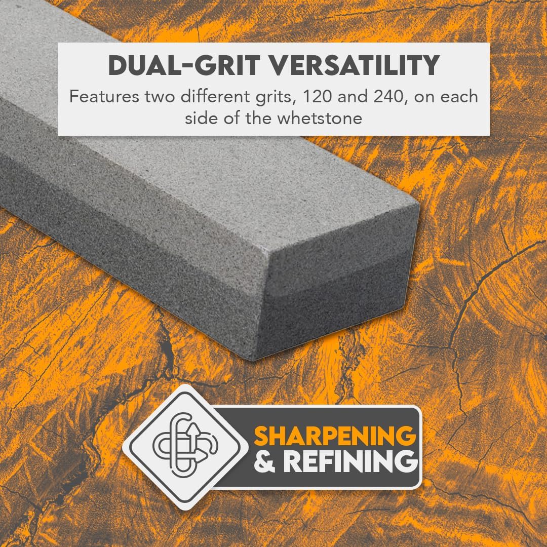 SE 8" Dual Grit Sharpening Stone - 120/240 Aluminum Oxide for Knives, Tools, and Blades - SS8