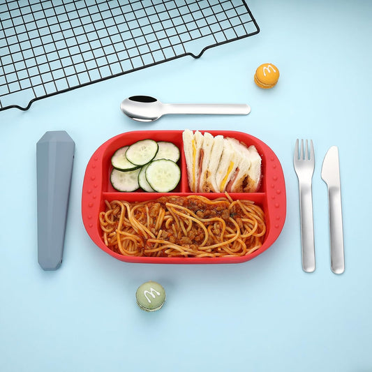 Utensils for Lunch Box Accessories, DEVICO Travel Silverware Set with Case, Camping Flatware Include 18/8 Stainless Steel Knife Fork and Spoon Set, Reusable Portable Cutlery Set for School (Teal)