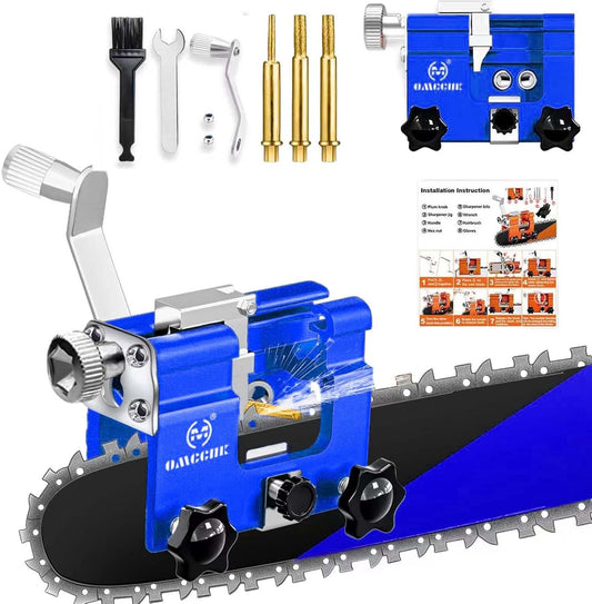 Chainsaw Sharpener Jig Kit, Portable Chainsaw Sharpening Tool with 3 Grinding Stone & Cleaning Brush, Manual Chain Saw Blade Sharpener, Chainsaw Accessories for Electric Chain Saw, Garden Worker