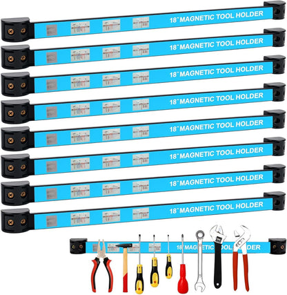 8 PCS Magnetic Tool Holder Strip,Tool Magnet Bar for Garage Organization, Heavy Duty Space Saving Tool Organizer with Mounting Screws for Garage, Workshop, Kitchen (12 inch)