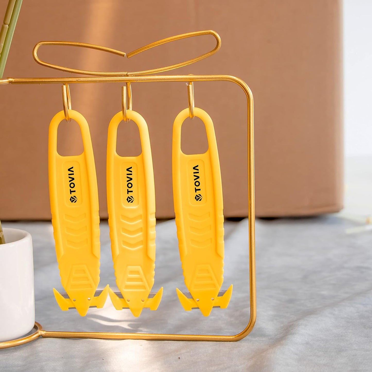 200 Pcs Safety Knife Box Cutter T TOVIA Utility Cutter and Package Opener with Recessed Concealed Stainless Steel Blade for Household, Warehouse, Workshop