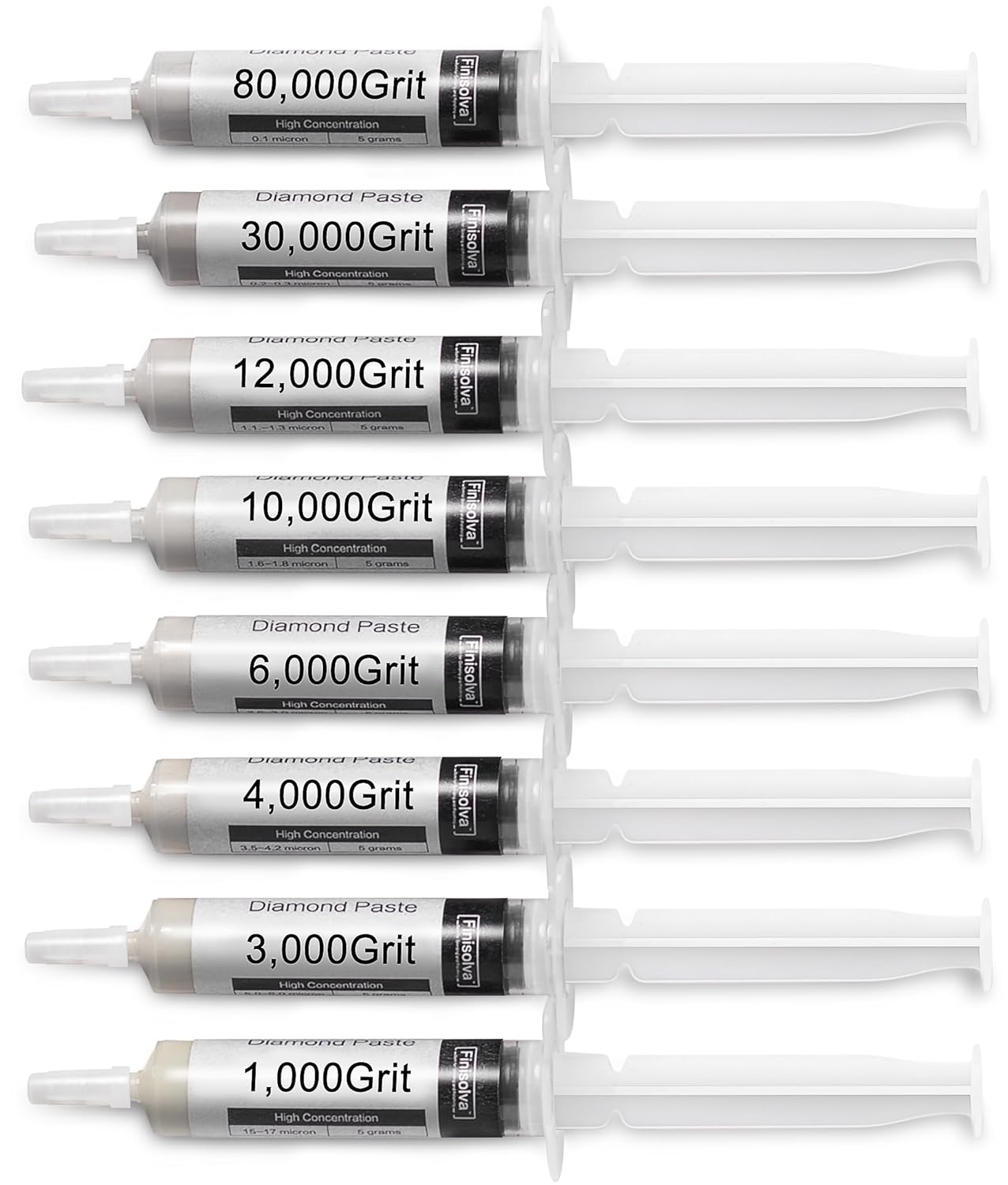 8 Pack Diamond Polishing Compound Genuine 50% Concentration Diamond Paste Kit 80,000 to 1,000 Grit Lapping Stropping Compound for Glass Watch Metal Knife Ring Jewelry Rock Resin Scratch Remover Repair