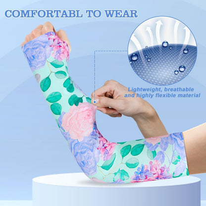 4 Pairs Gardening Sleeves Anti-Slip Arm Protection with Thumb Hole Sun Sleeve Cooling Arm Sleeves for Women Men Outdoor