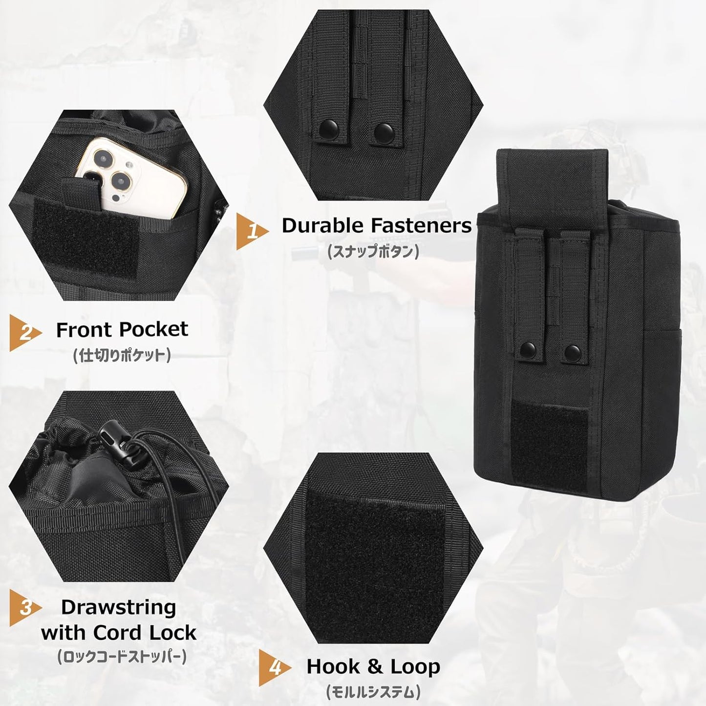 Azarxis Tactical Mini Belt Pouches, Multi-Purpose Small Battery Case Compact Utility EDC Card Slot Holder Waist Bags Military Molle Pack Sundries Storage Pack