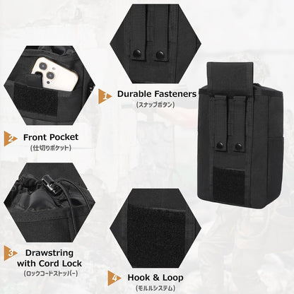 Azarxis Tactical Mini Belt Pouches, Multi-Purpose Small Battery Case Compact Utility EDC Card Slot Holder Waist Bags Military Molle Pack Sundries Storage Pack