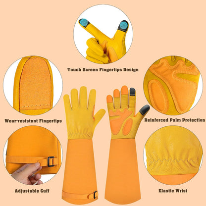 Long Gardening-Gloves Women/Men-Thorn proof Rose Pruning Heavy Duty Gauntlet, Best Garden Gifts for Gardener-L