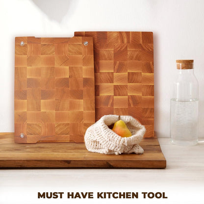 Wooden Cutting Board for Kitchen (16 x 12 In Oak Wood) – Premium Kitchen Chopping Board for Meat Cheese and Vegetables [1.5 in Thick] – Butcher Block Kitchen Essentials for Cooking - End Grain Board