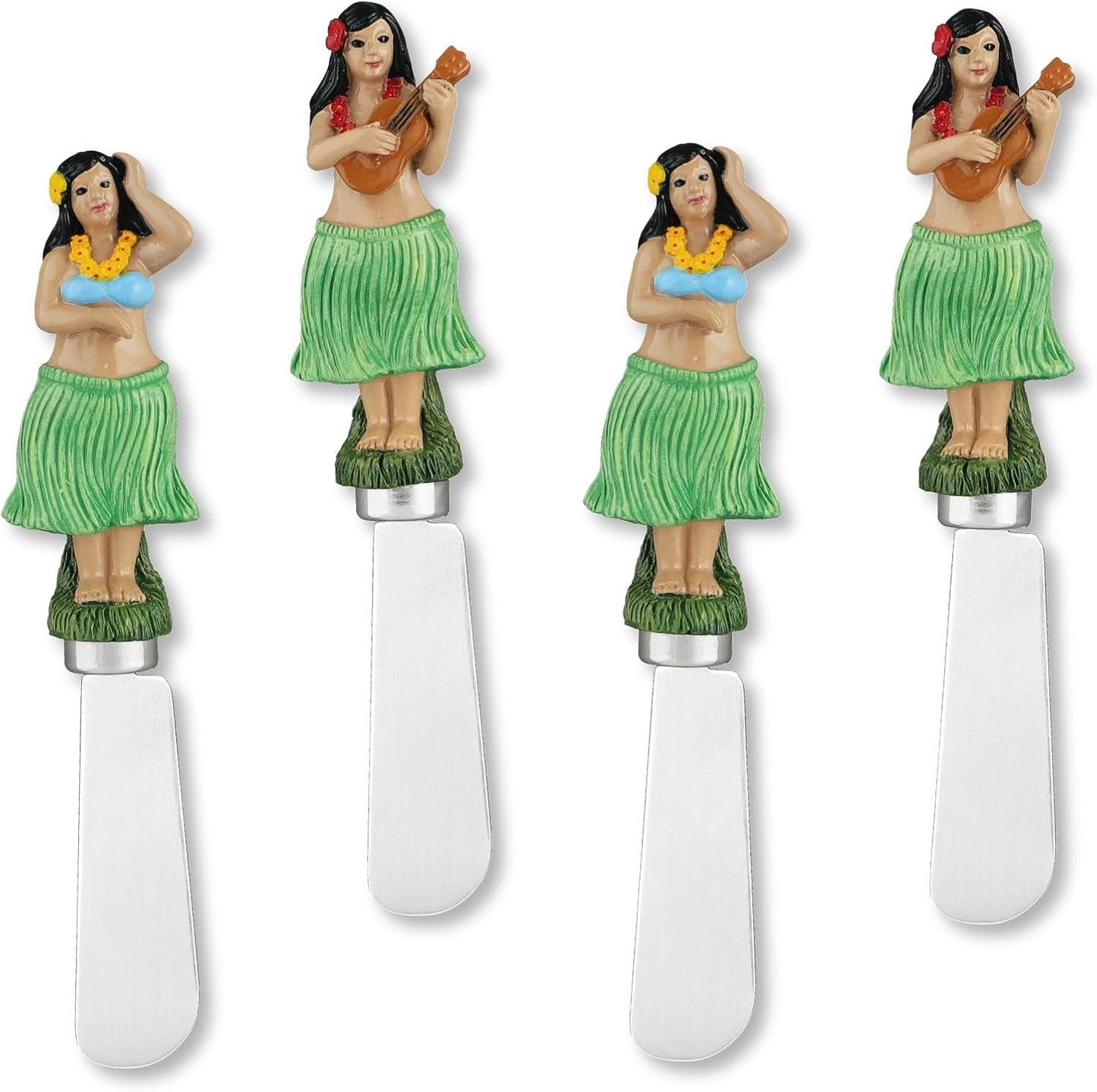 Supreme Housewares Seashell Cheese Spreaders, Hand-Painted Resin Handles with Stainless Steel Blades for Spreading Cream Cheese, Butter, and Jam, Assorted Designs, Set of 4
