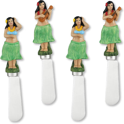 Supreme Housewares Seashell Cheese Spreaders, Hand-Painted Resin Handles with Stainless Steel Blades for Spreading Cream Cheese, Butter, and Jam, Assorted Designs, Set of 4
