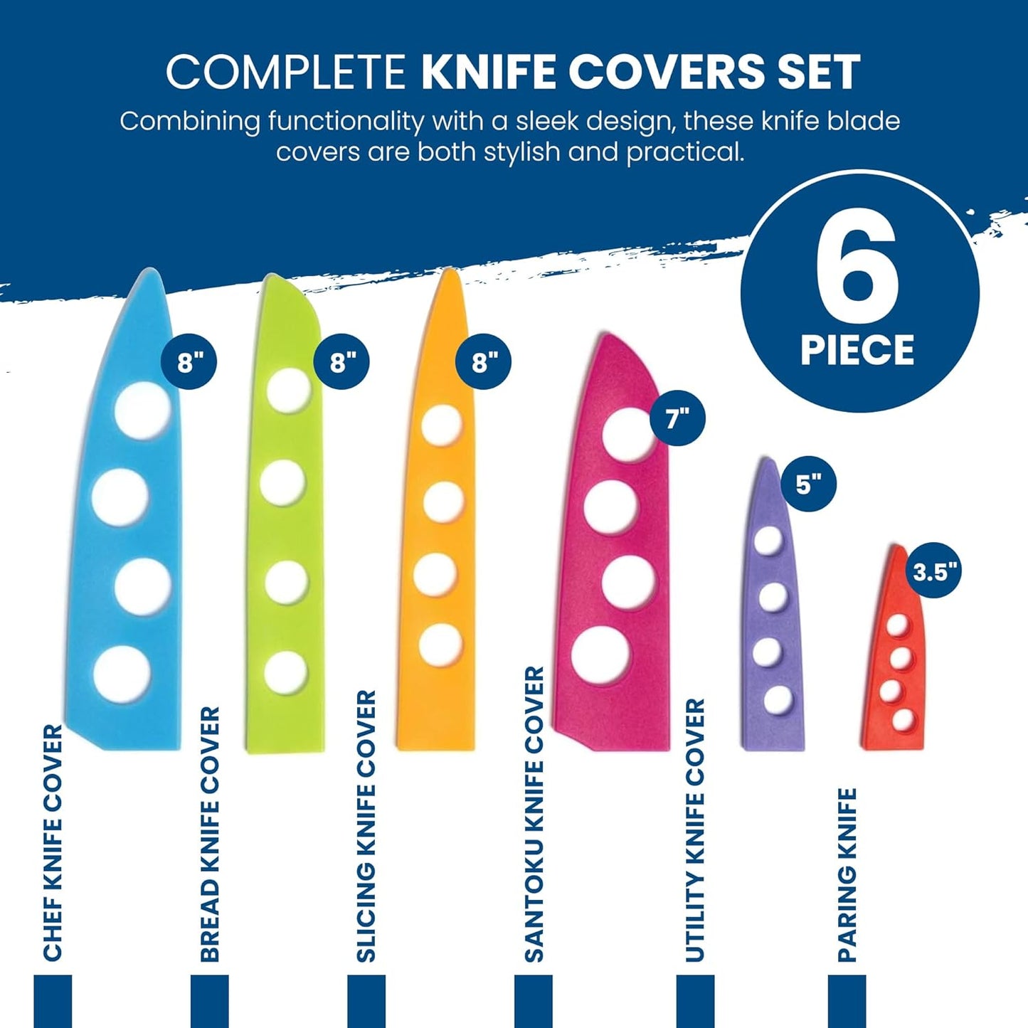 CHEF'S VISION Landscape Knife Blade Covers - Premium Kitchen Knife Guards - Protect your Knives With Stylish Knife Sheaths - Durable and Protective Knife Sleeves - Knives not Included