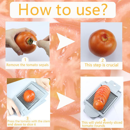 Tomato Slicer, Stainless Steel Tomato Cutter Dedicated Tomato Slicing tool Portable Carry & Easy Working for Hamburger Salad Tomato Slices