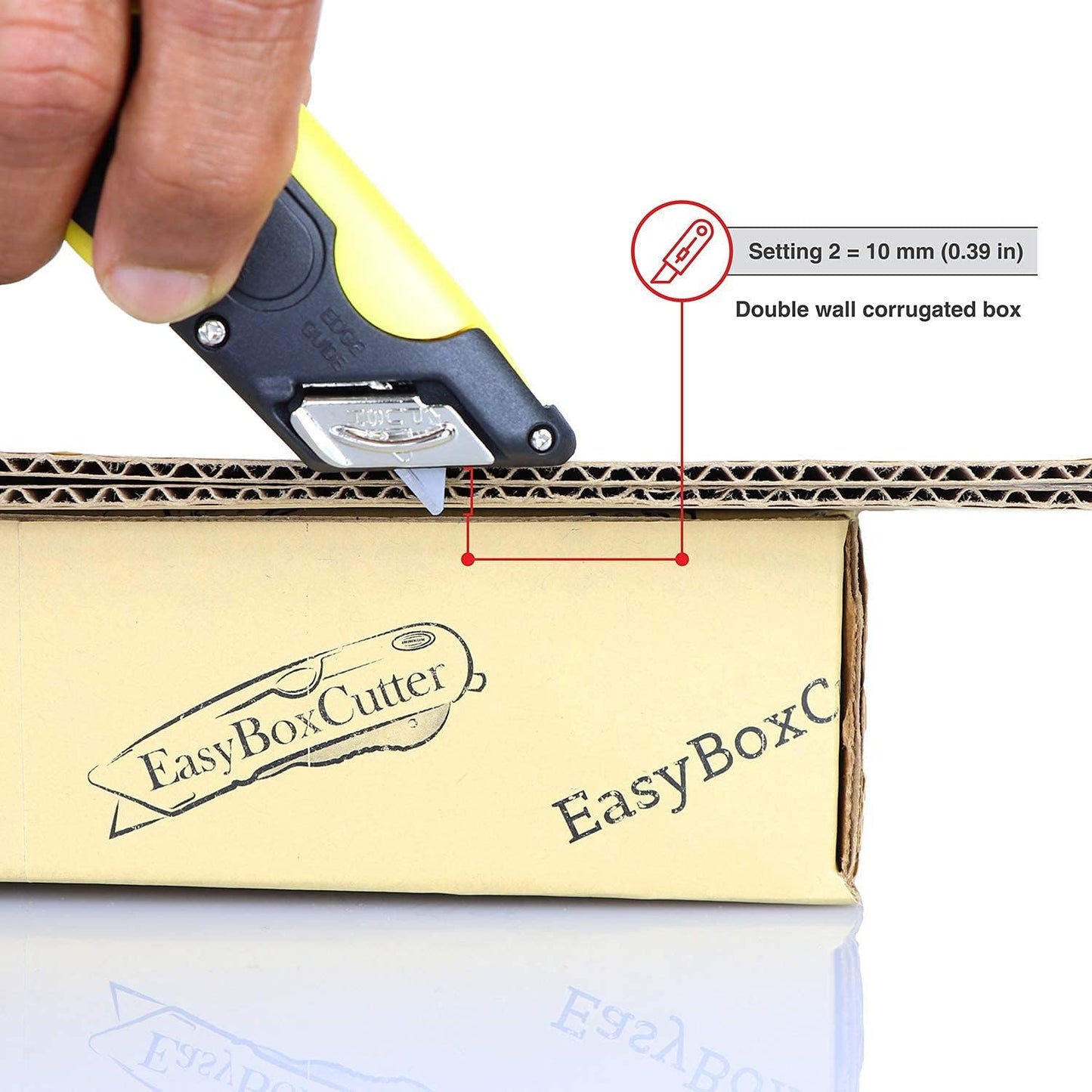 EasyCut 2000 Safe Retractable Box Cutting Utility Knife, Yellow, 09700