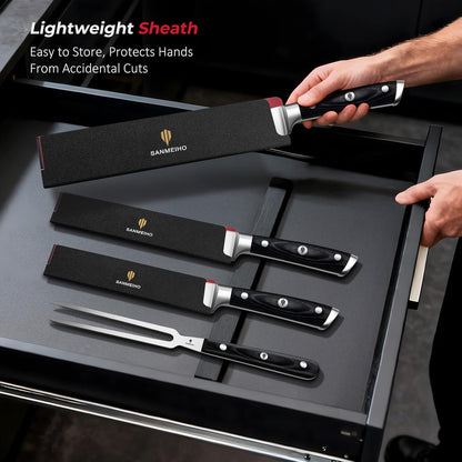 10" Bread Knife - Sourdough Slicing Knife Professional 5Cr15MoV Stainless Steel Serrated Knives, Ergonomic Wood Handle & Full Tang Design, Gift Box Included (Single-Edge