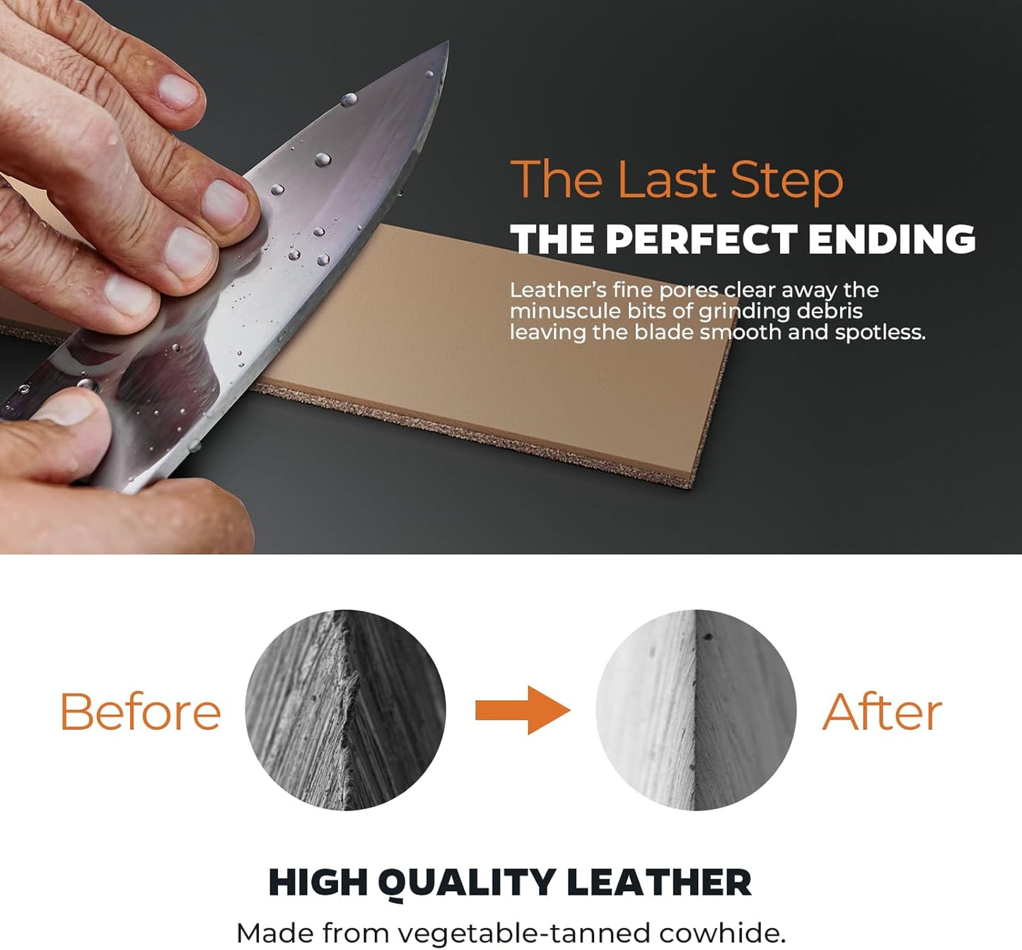 Knife Sharpener Kit - Premium Sharpness Set With #400 fine #1000 Diamond Discs Ceramic Discs and Leather Strop is suitable for HORL