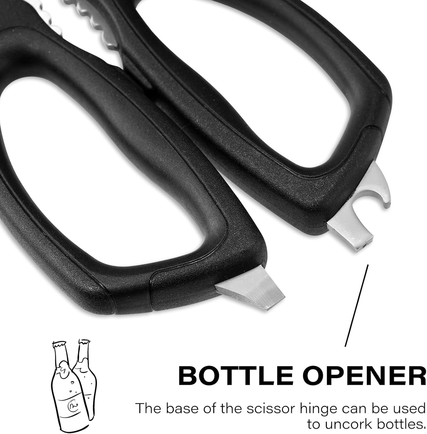Kitchen Shears Come Apart Kitchen Scissors for Food Heavy Duty Chicken Bone Fish Nutcracker Can Opener Shears with Serrated Blade Premium Black Titanium Plated Stainless Steel 02A