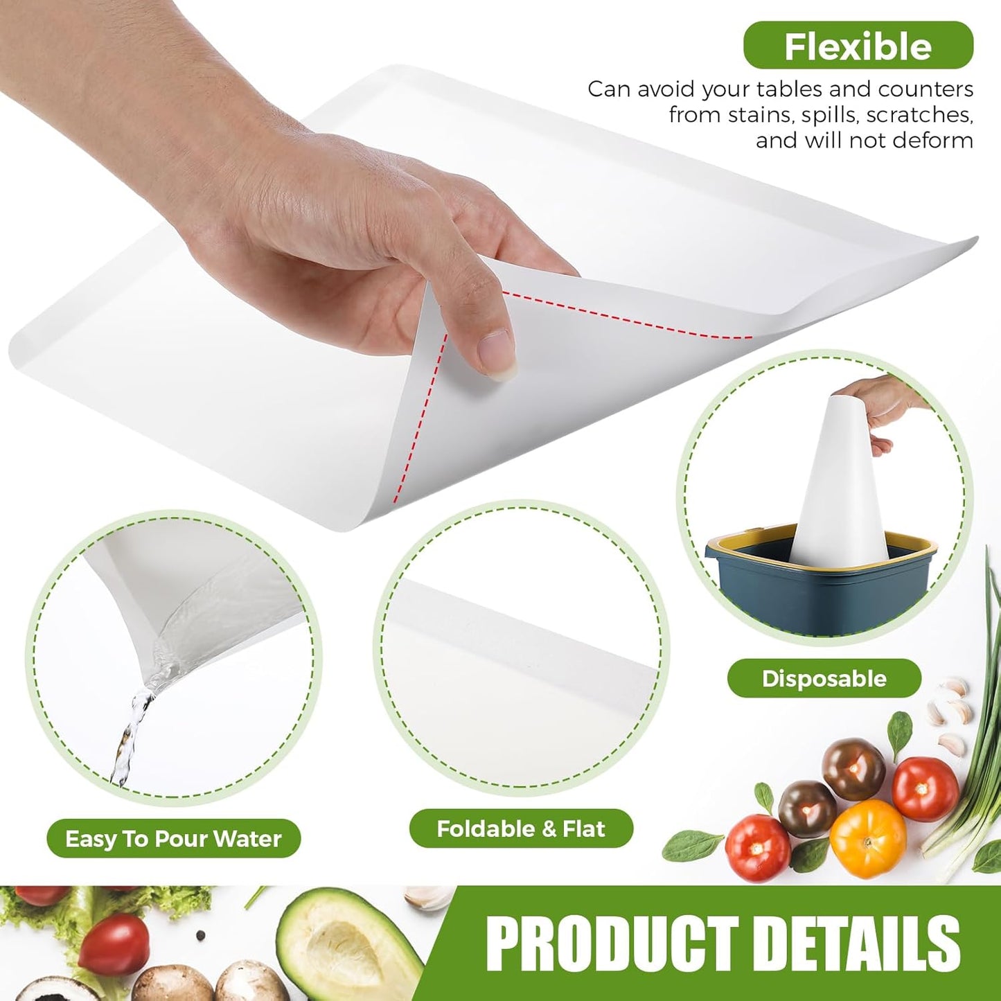 Hushee 120 Count Disposable Cutting Board Sheets 15 x 10. 6 Inch Disposable Sheets Flexible Plastic Sheet Cutting Mat Large Chopping Boards for Kitchen Cooking Traveling Camping Tailgating BBQ
