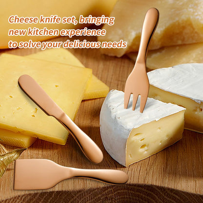 Copper Cheese Knives Set 7 Pieces Stainless Steel Kitchenware Utensils Gadgets 7 Pieces Cheese Knife,Cheese Spreader,Cheese Forks,Cheese Slicer,Cheese Cutter,Butter Knife