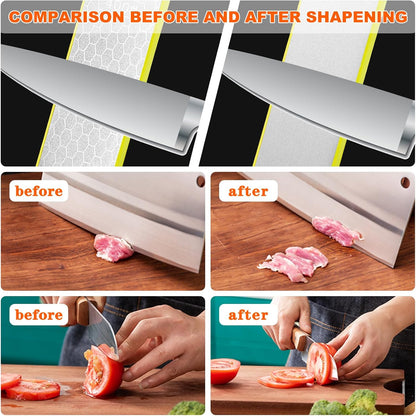 Diamond Sharpening Stone,400/1000 Grit Handheld Double-Sided Diamond Sharpener 5 in 1 Honeycomb Surface Knife Sharpener Plate Whetstone with Ceramic & Tungsten Steel Scissor Slot,Red