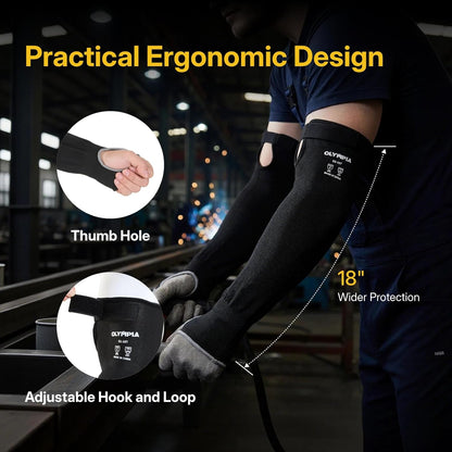 NORTHSKY Cut Resistant Arm Sleeves 18" Length 1 Pair, Cut Level A3 Protection, Sun Protection Sleeves, Breathable Gardening Sleeves for Thin Skin, Welding Sleeves for Forearm, Black