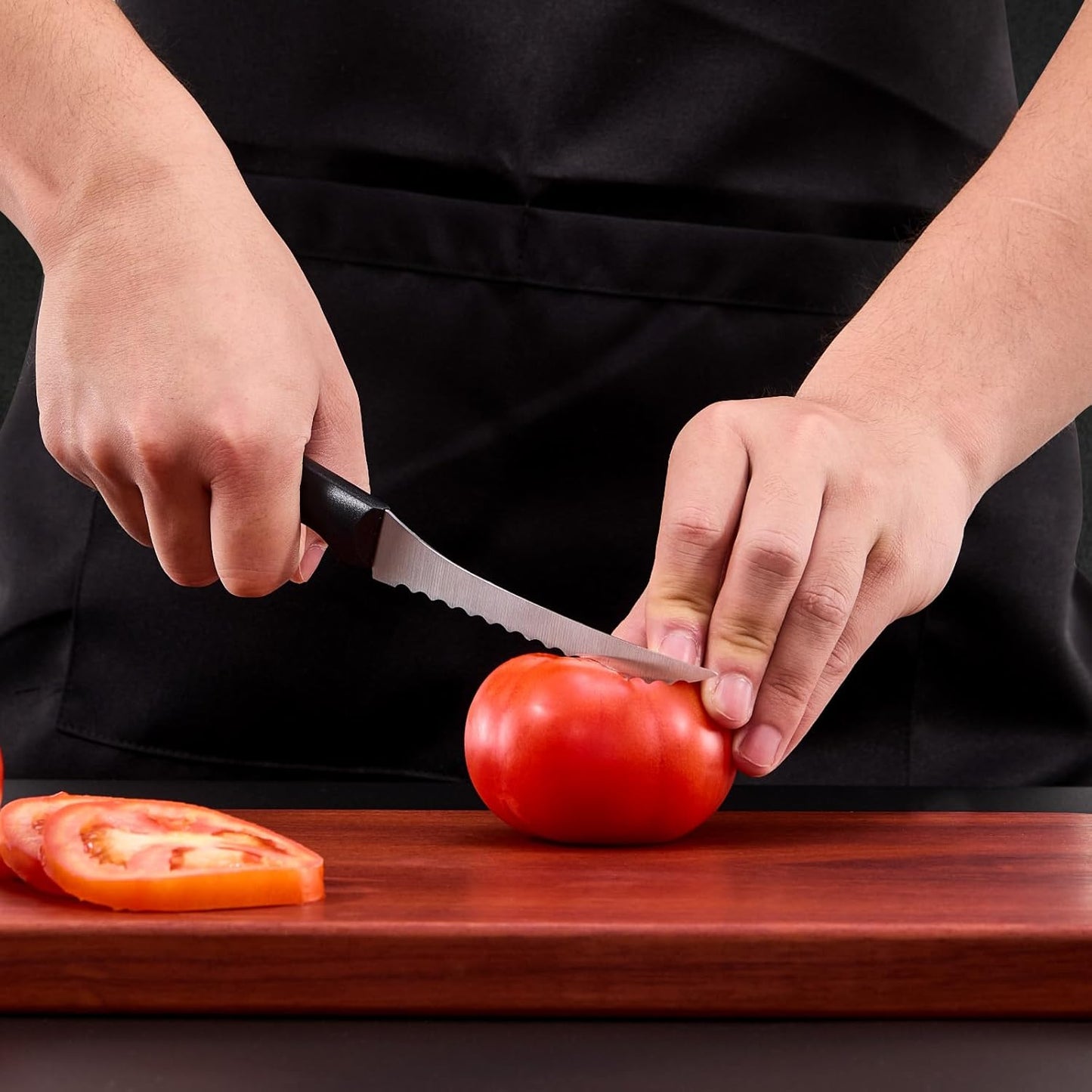 Tomato Slicer, Tomato Knives 2-Piece Serrated Tomato Knife with 6 inch High Carbon Stainless Steel Blade, Ergonomic Handle for Fruits and Vegetables