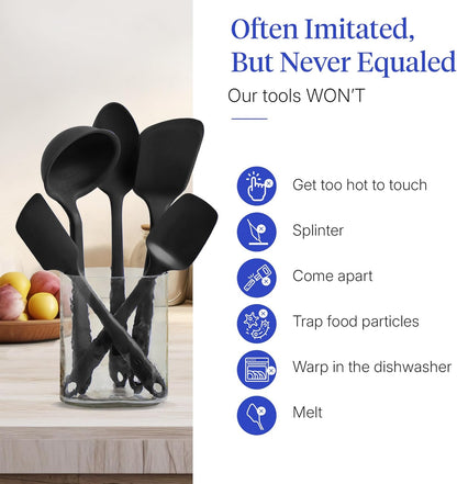 GIR: Get It Right 5 Piece Silicone Ultimate Kitchen Utensils Set - Ladle, Spatula, Flip, Spoon & Spoonula - Non-Toxic Cooking Utensils for Nonstick Cookware, Cooking and Baking - Red