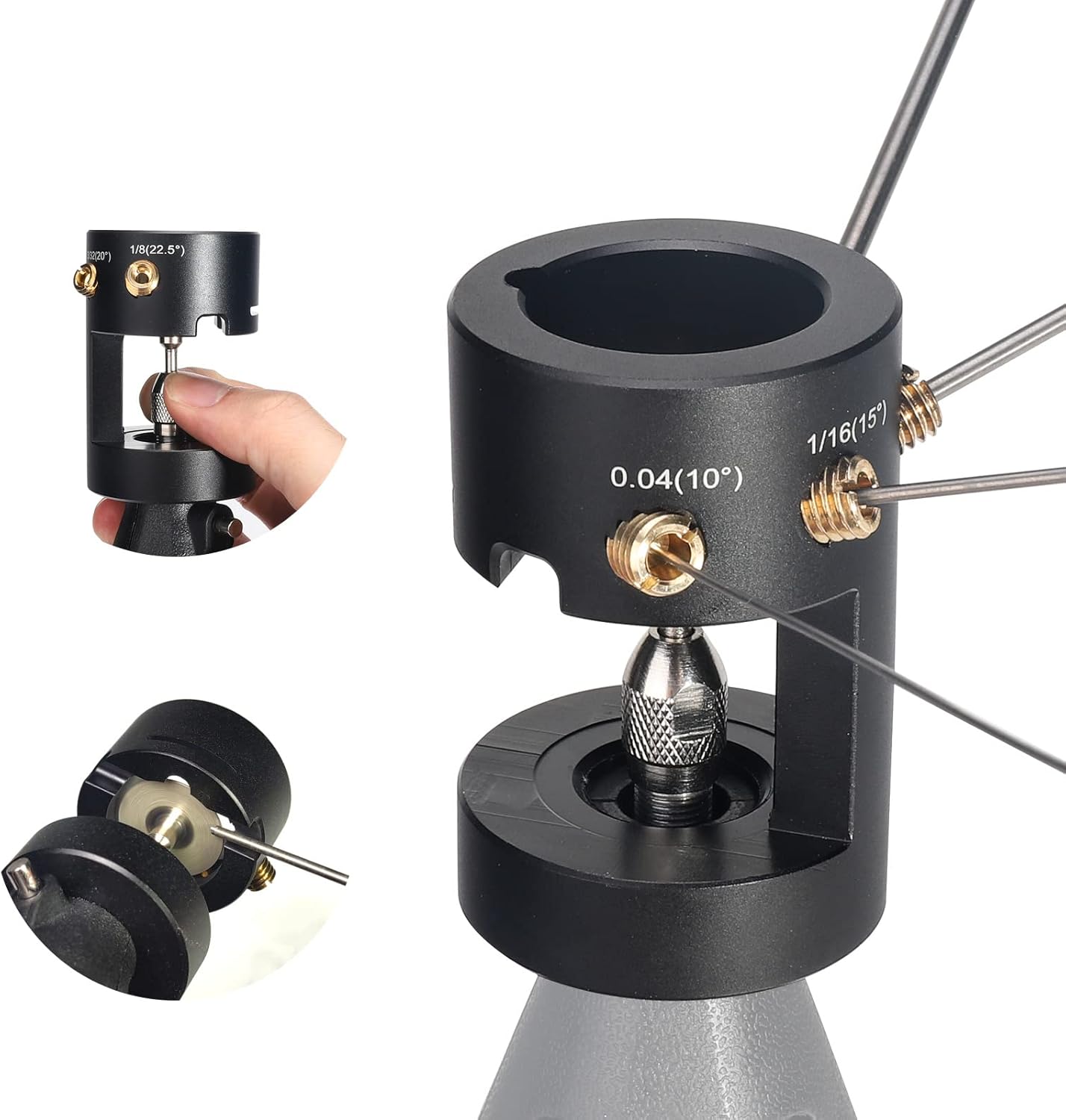 3mirrors ALUMINUM Tungsten Electrode Sharpener Grinder TIG Welding Tool Single Column Open Design w/Cut-Off Slot Multi-Angle &Offsets, Horizontal Hole, 4 Screw Holes &2X CNC Mandrel &5X 25mm Wheels