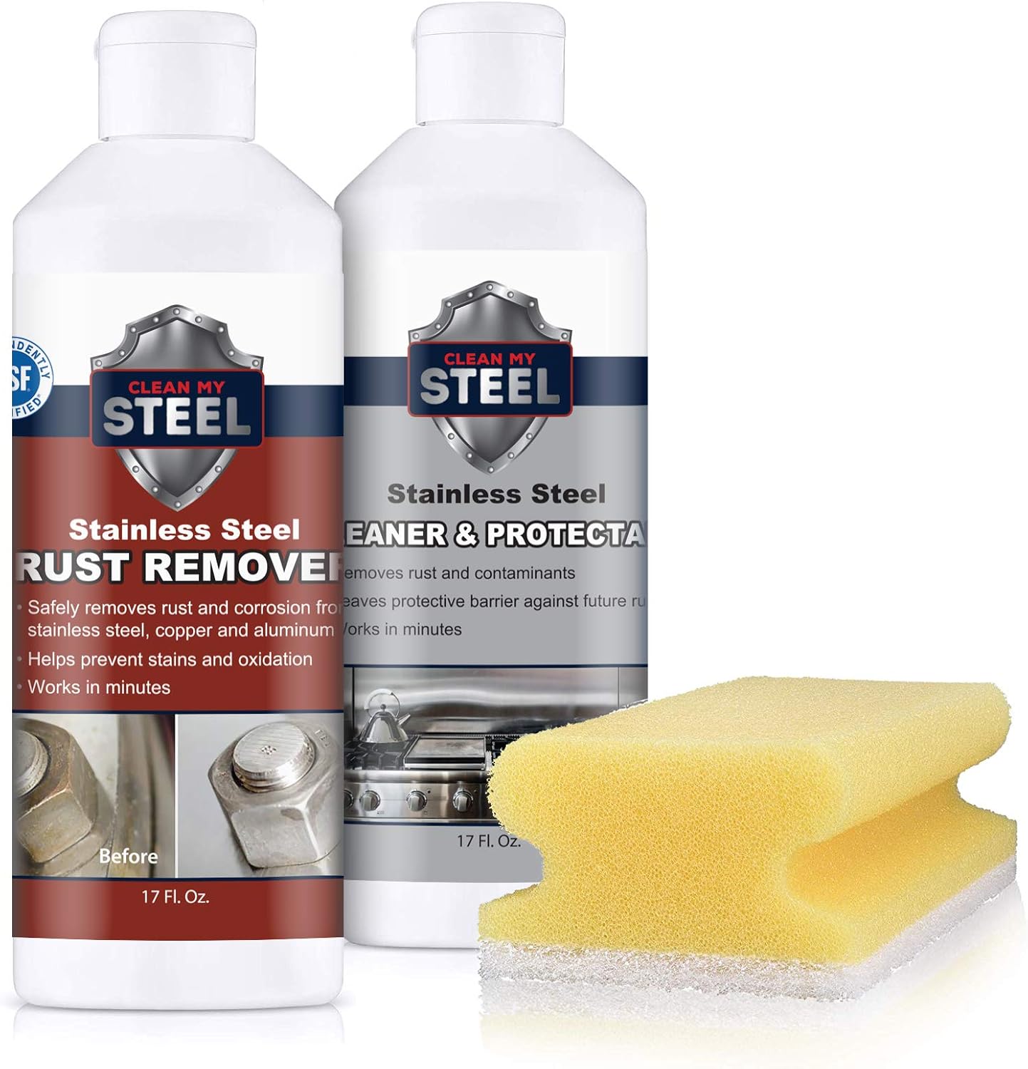 CLEAN MY STEEL Stainless Steel Rust Stain Remover Eraser Cleaner for Fridge, Outdoor BBQ Grill, from Metal Sink and Appliances, NSF Certified, Food Area Safe, 4 oz