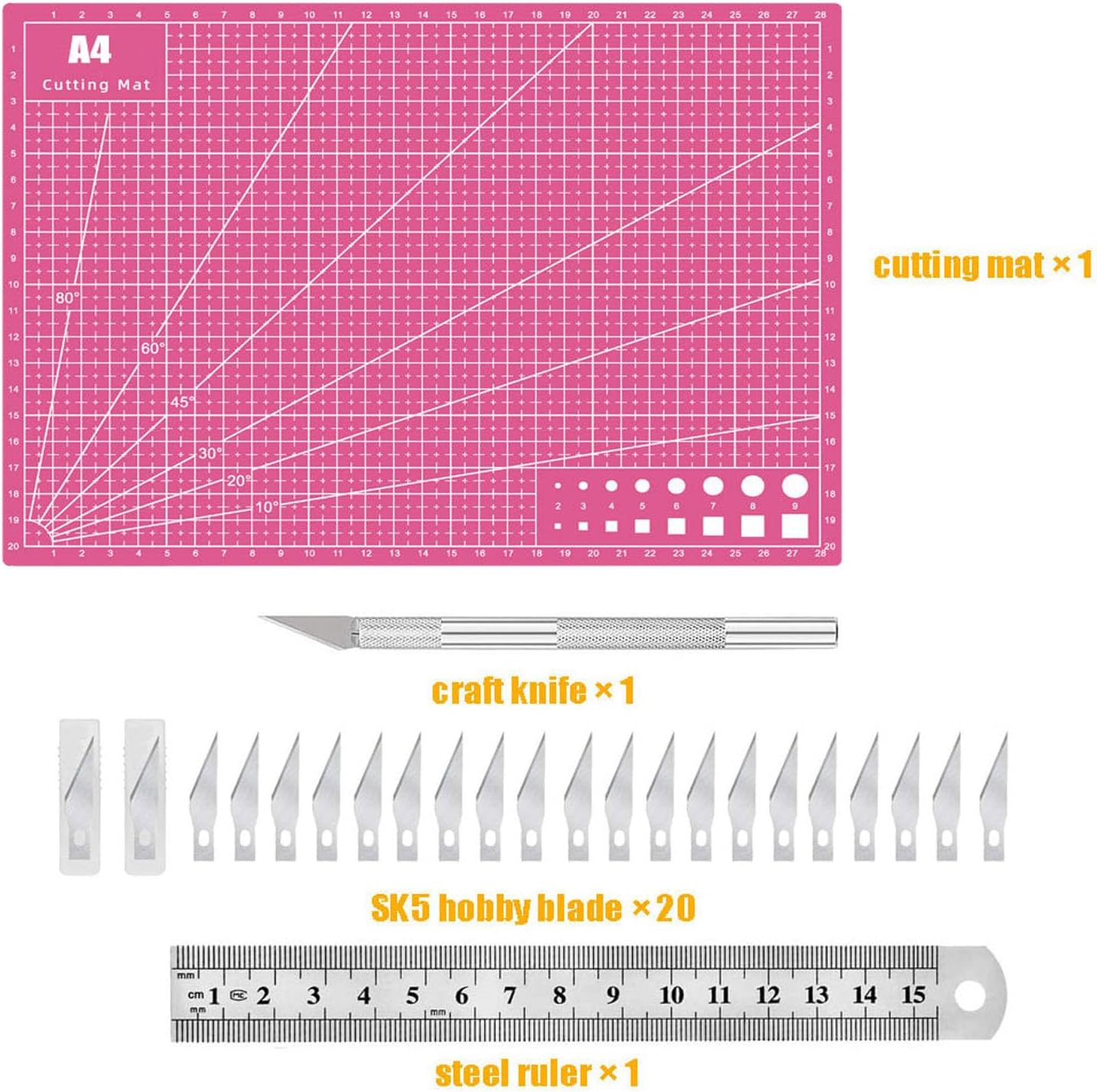 Self Healing Sewing Mat, Exacto Knife Precision Carving Craft Hobby Knife Kit for DIY Art Work Cutting, Hobby, Stencil, Scrapbooking-A4(9"x12")