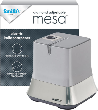 Smith’s 51111 Mesa Diamond Adjustable Electric Knife Sharpener – Black – Abrasive Sharpening Wheel + Blade Guides - Kitchen Gadgets – Quick Blade Sharpening – Compact Design – Straight Edge Blades