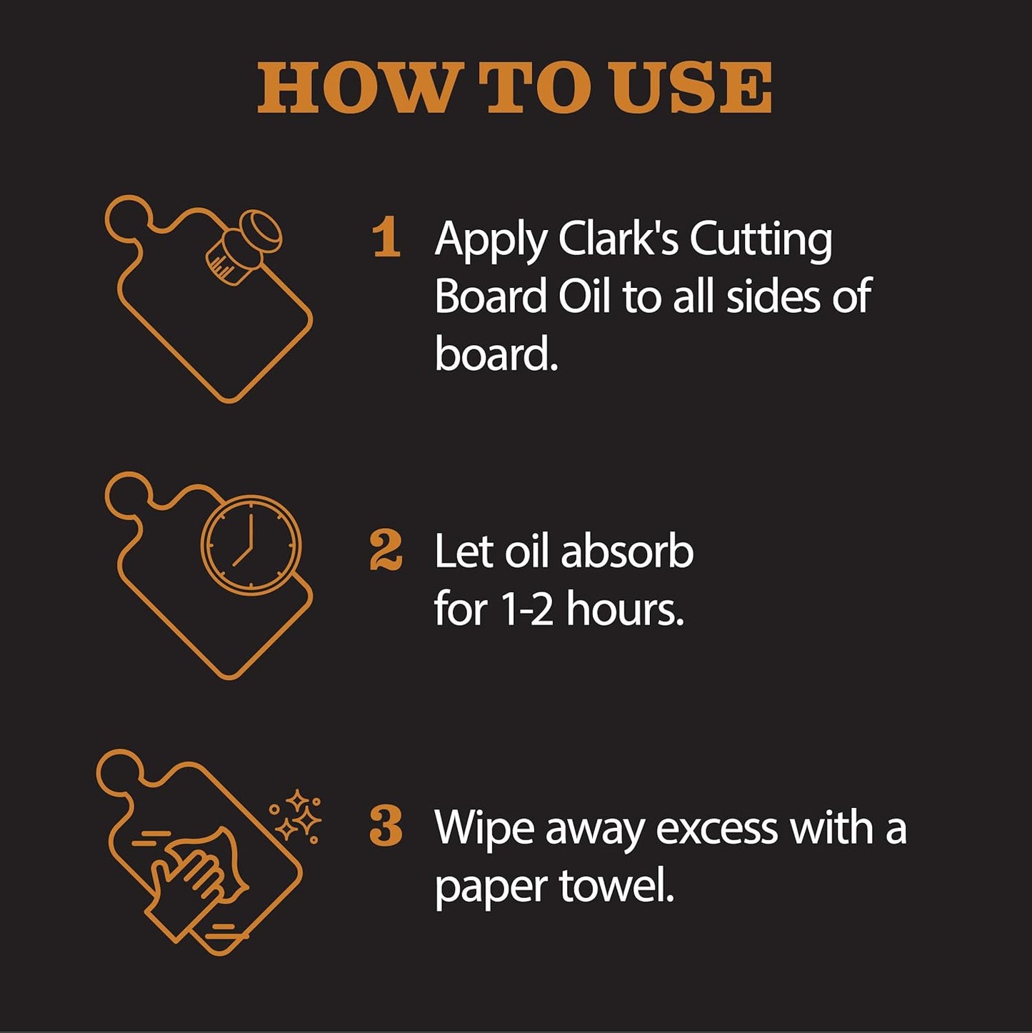 CLARK’S Cutting Board Oil and Wax Kit – Includes Food Grade Mineral Oil (12oz), Finishing Wax (6oz), Applicator, & Buffing Pad to Clean and Protect Wood, Enriched with Natural Lemon & Orange Extract