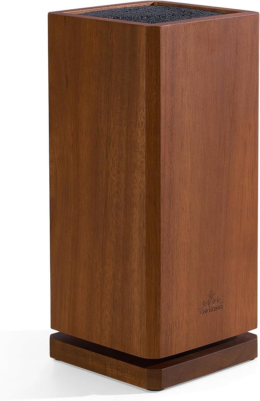 ENOKING Universal Knife Block without Knives, Acacia Wood Knife Holder/Knife Organizer with Removable Plastic Bristles for Kitchen Counter Knife Storage Rack