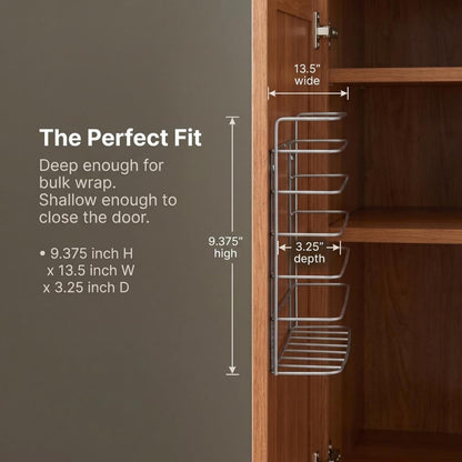Household Essentials Tall Door Mount Cabinet Organizer, Sturdy Steel Wire Frame, Elegant Nickel Powder Finish, Mounts to Solid Surface, Included Hardware, Great for Tall or Large Items