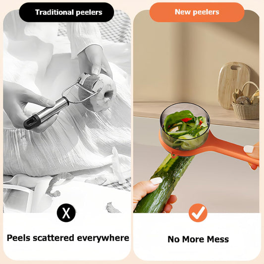 Peeling Knife With Storage Box, Fruit And Vegetable Peeler With Container, Double-Sided Stainless Steel Multi-Function Peeler For Home Kitchen (A-1pcs Orange)
